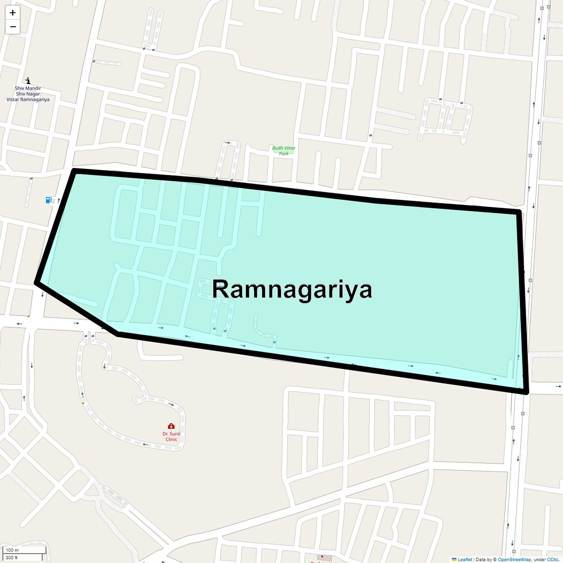 Location Map of Ramnagariya, Jaipur