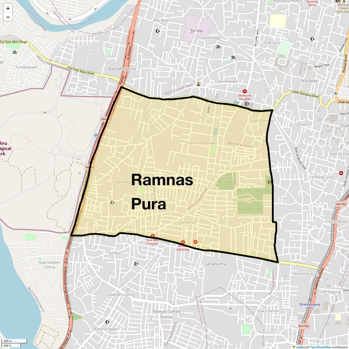 Location Map of Ramnas Pura, Hyderabad