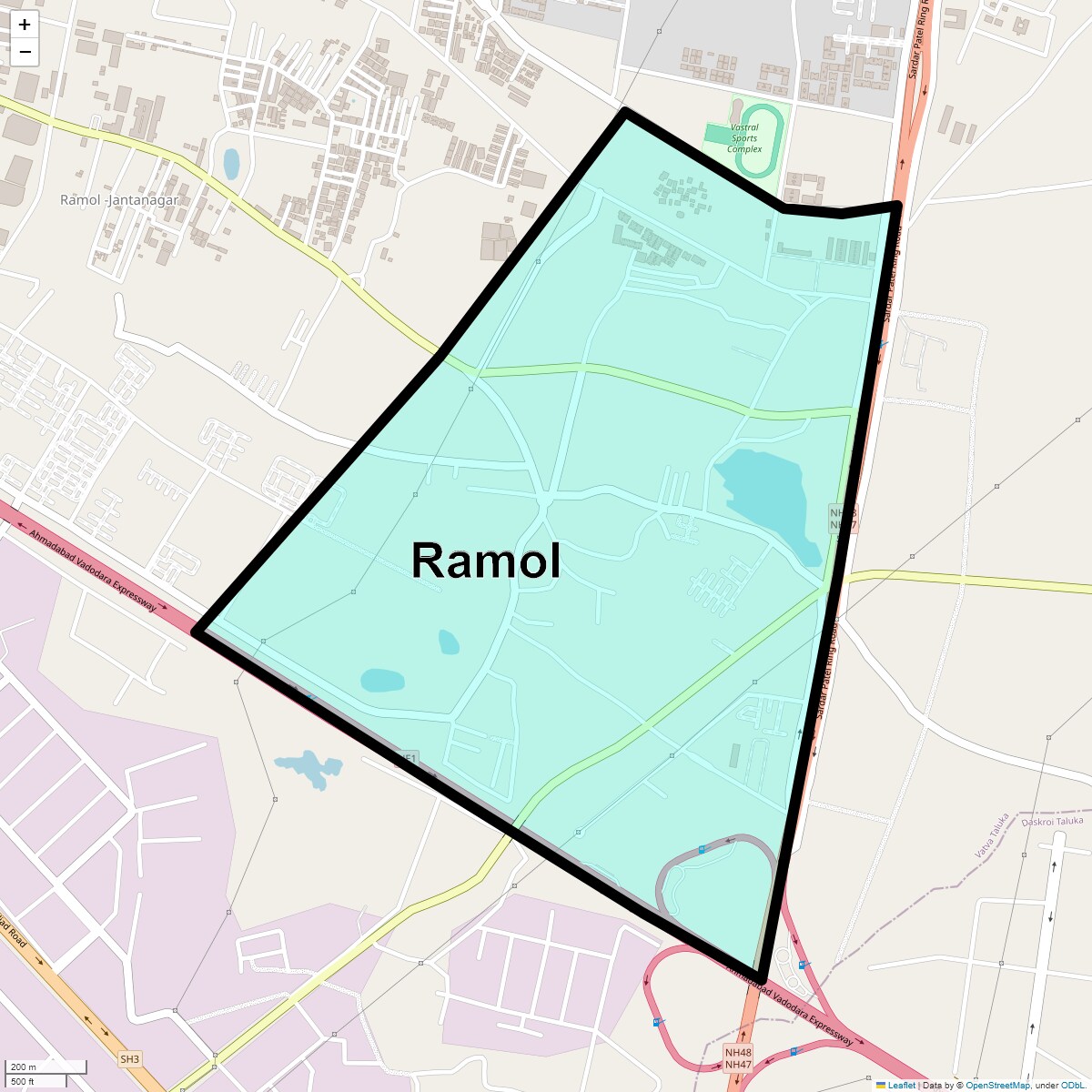 Location Map of Ramol, Ahmedabad