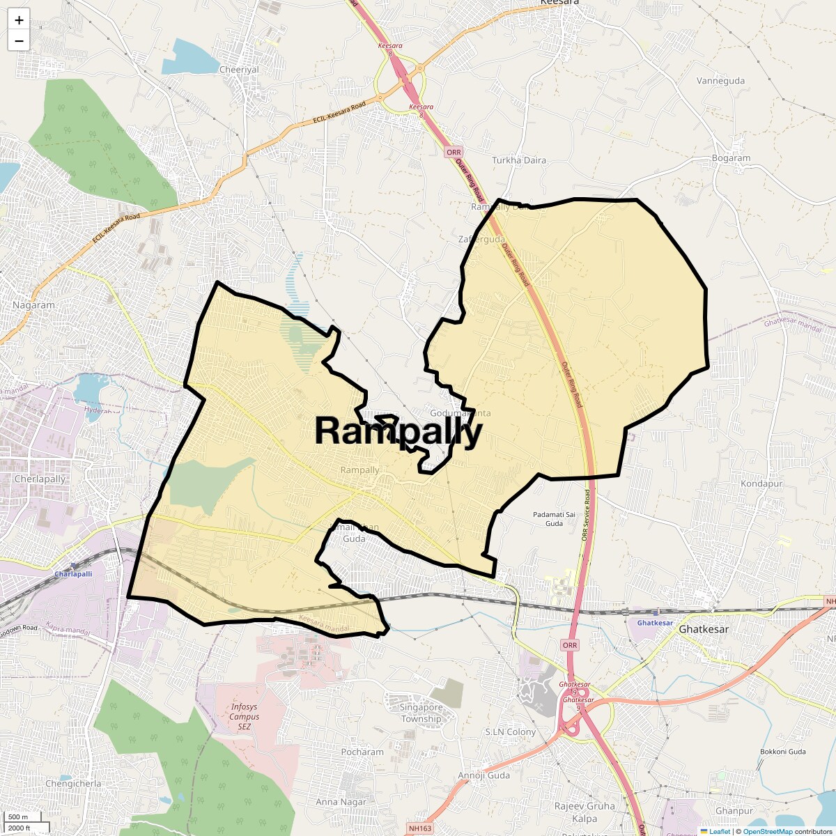 Location Map of Rampally, Hyderabad