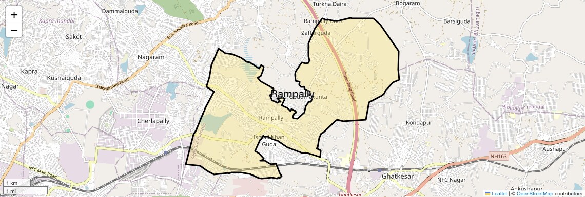 Location Map of Rampally, Hyderabad
