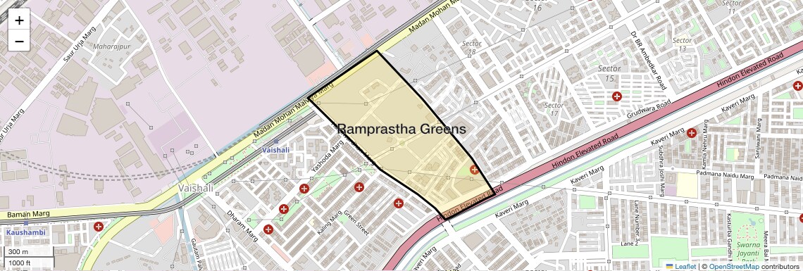 Location Map of Ramprastha Greens, Ghaziabad