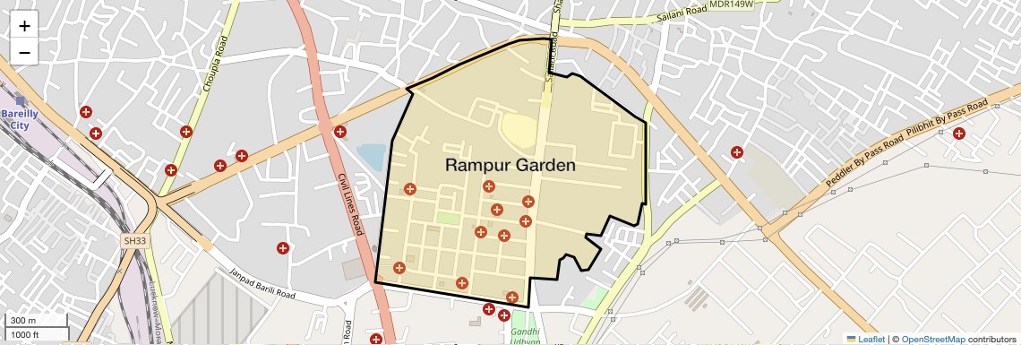Location Map of Rampur Garden, Bareilly