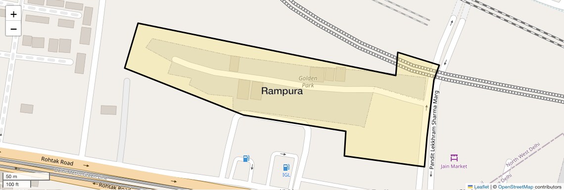 Location Map of Rampura, Delhi