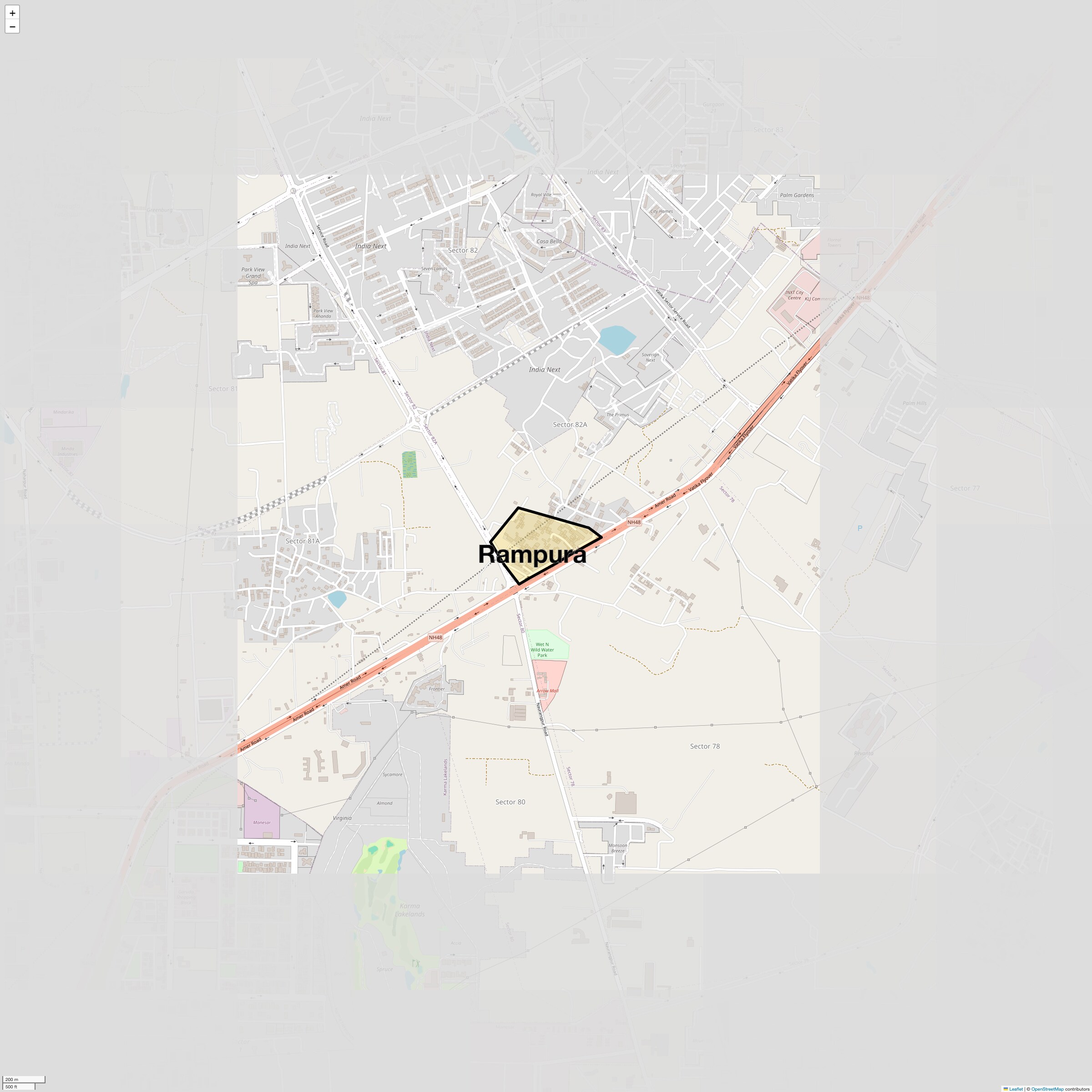 Location Map of Rampura, Gurgaon