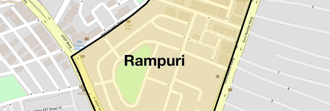Location Map of Rampuri, Delhi