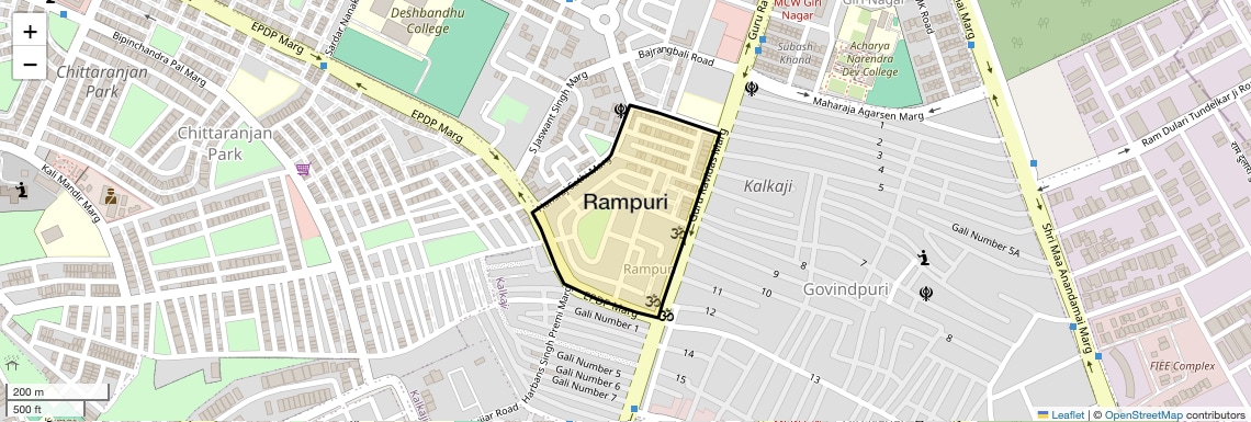 Location Map of Rampuri, Delhi