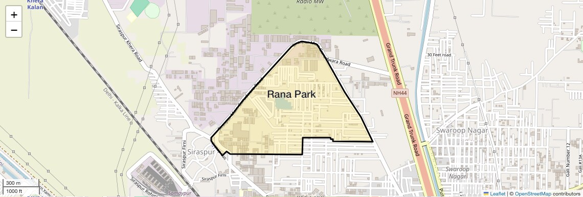 Location Map of Rana Park, Delhi