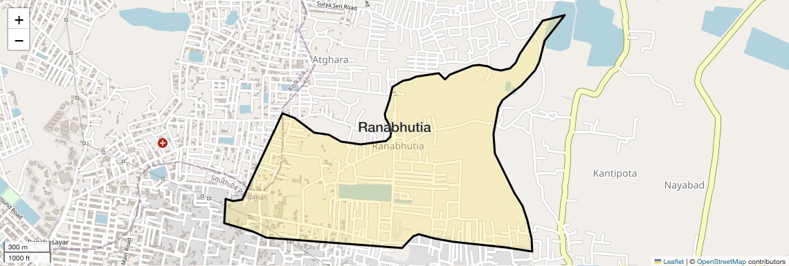 Location Map of Ranabhutia, Kolkata
