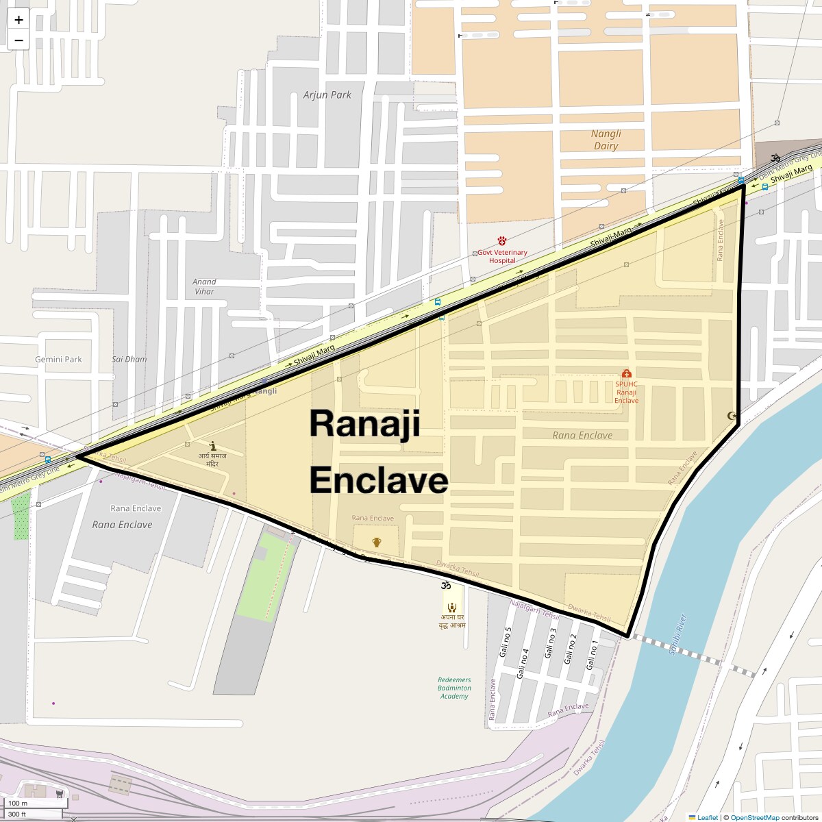 Location Map of Ranaji Enclave, Delhi