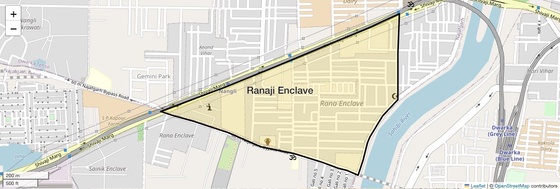 Location Map of Ranaji Enclave, Delhi