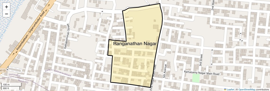 Location Map of Ranganathan Nagar, Chennai