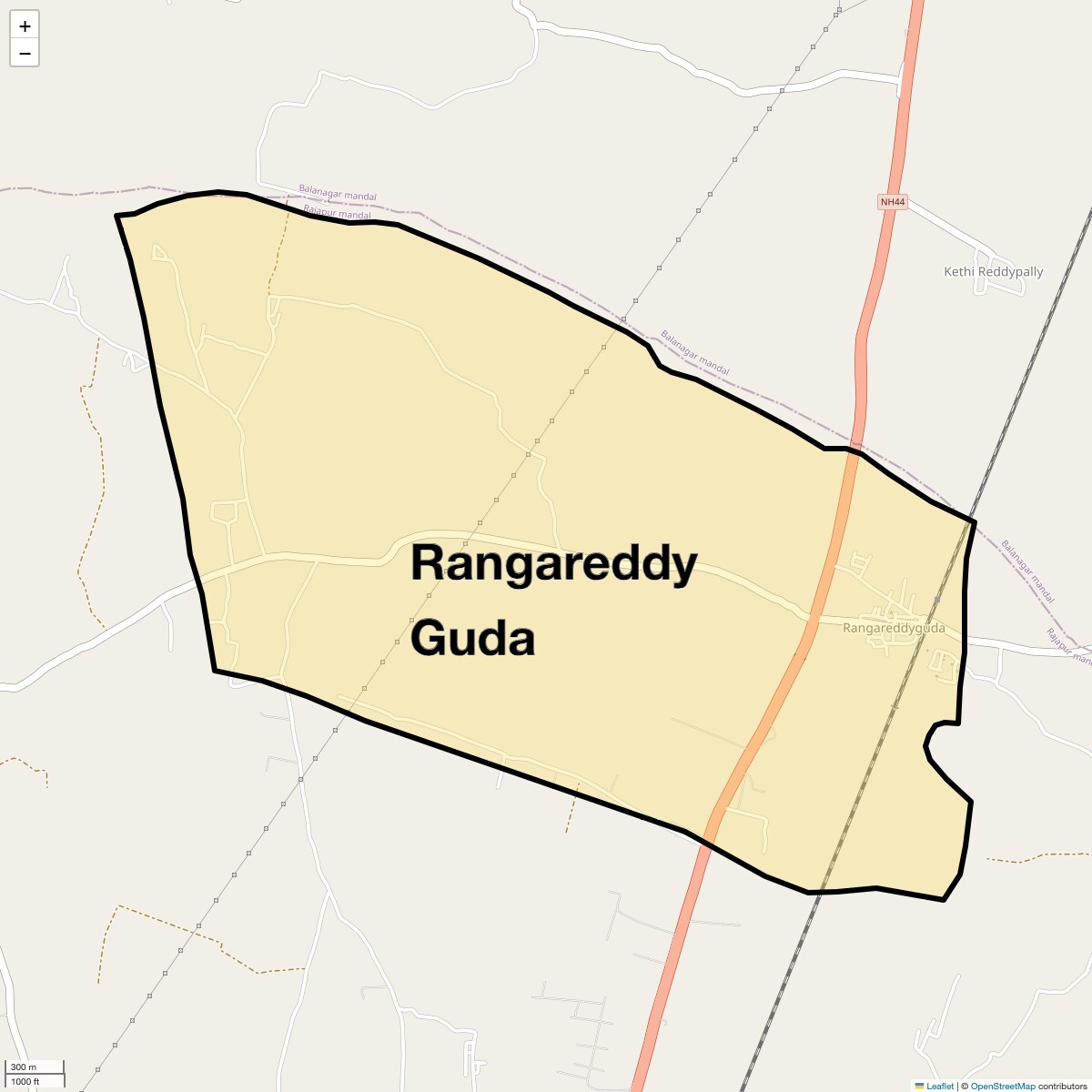 Location Map of Rangareddy Guda, Hyderabad