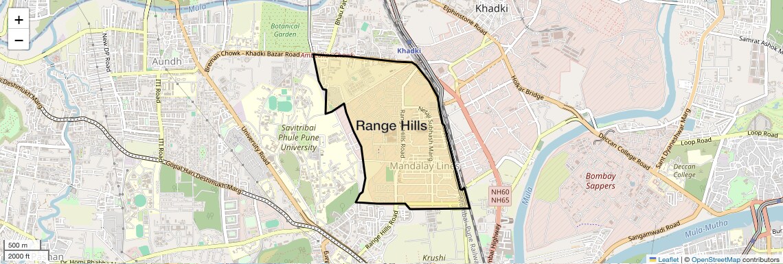 Location Map of Range Hills, Pune