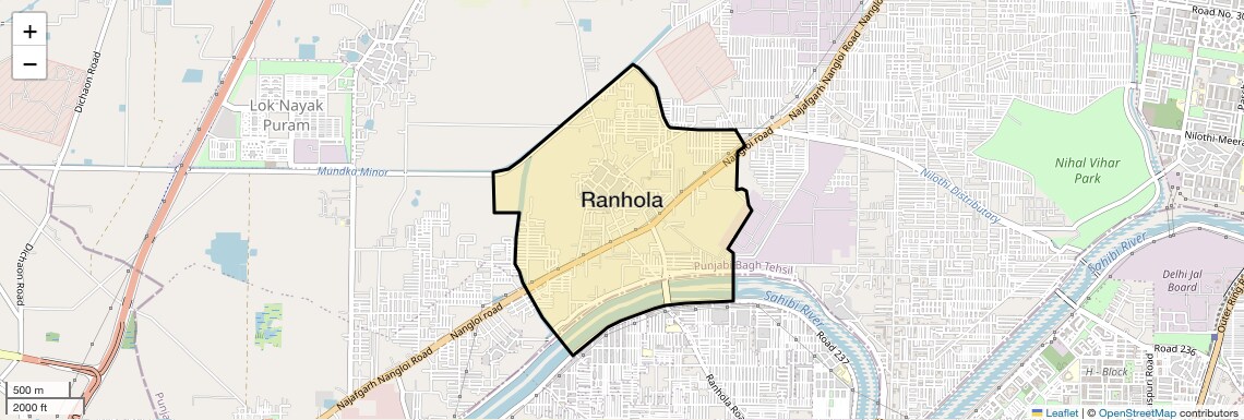 Location Map of Ranhola, Delhi