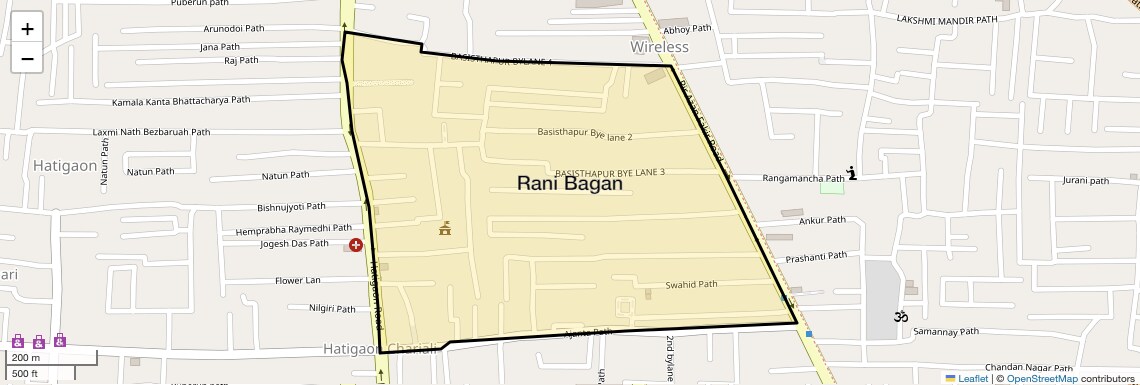 Location Map of Rani Bagan, Guwahati