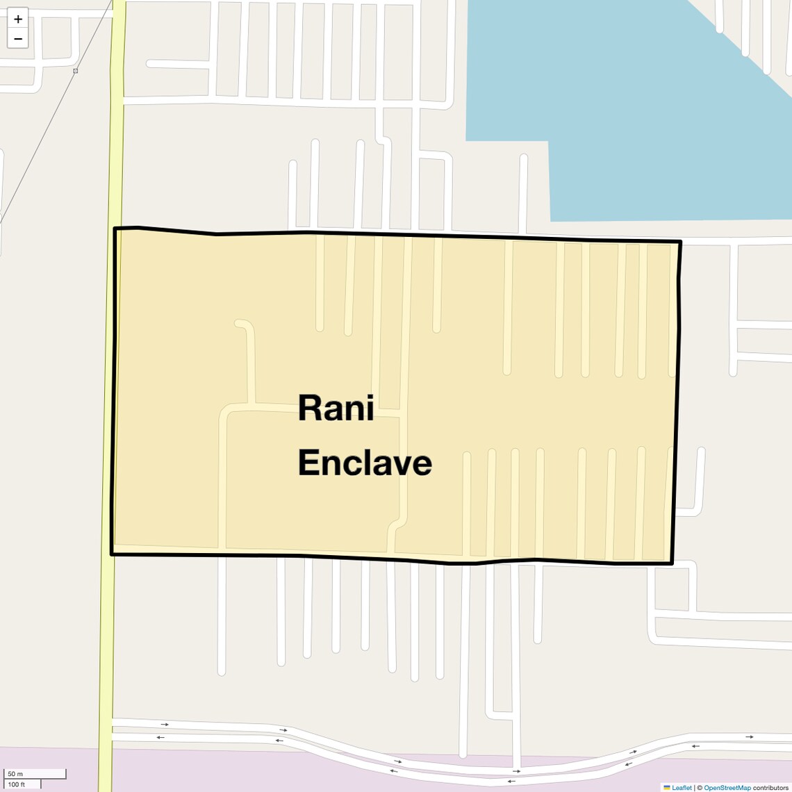 Location Map of Rani Enclave, Delhi