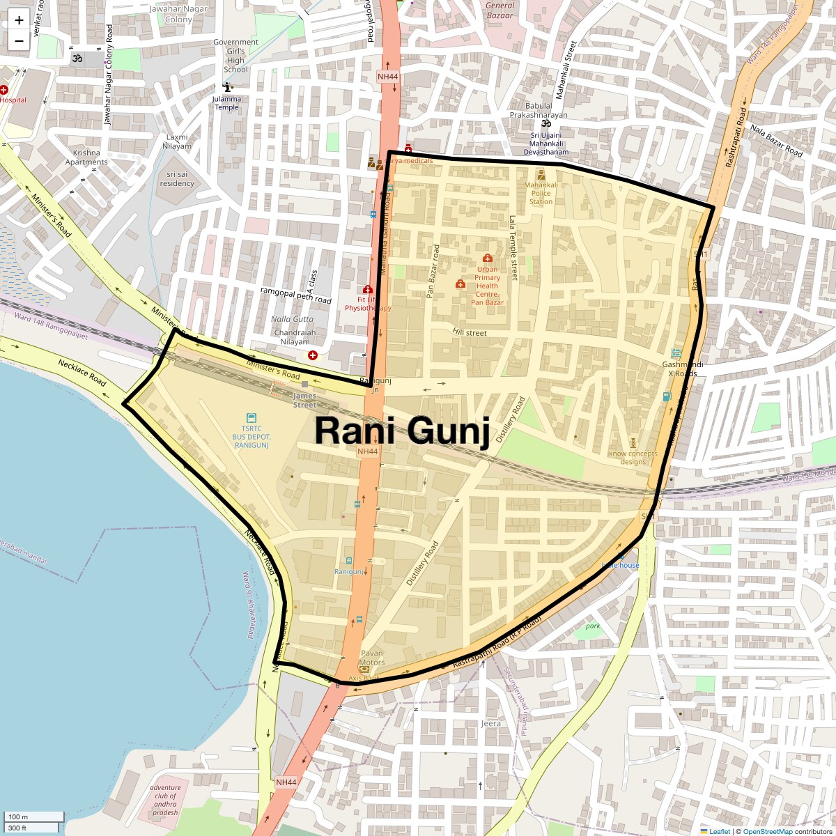 Location Map of Rani Gunj, Hyderabad