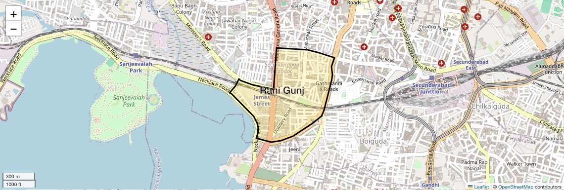 Location Map of Rani Gunj, Hyderabad