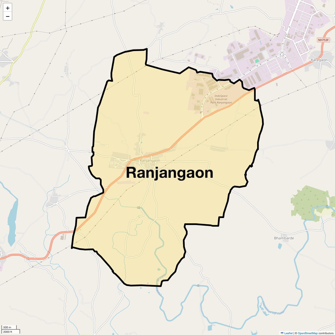 Location Map of Ranjangaon, Pune