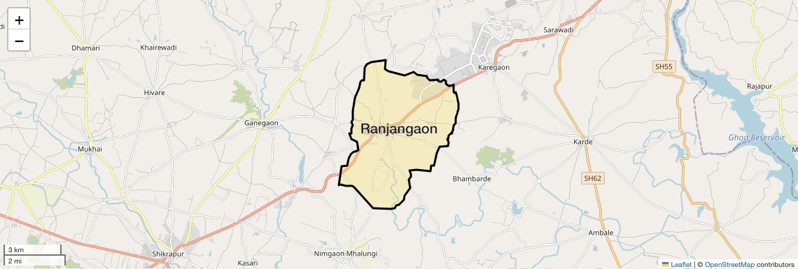 Location Map of Ranjangaon, Pune