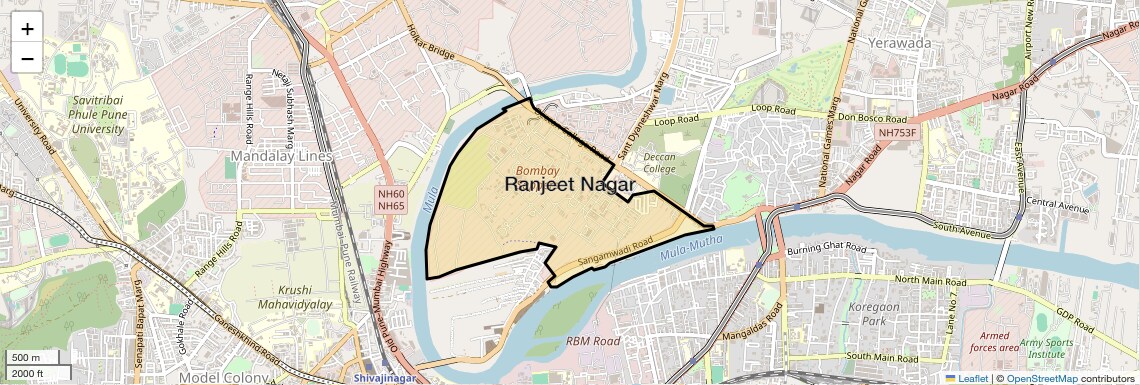 Location Map of Ranjeet Nagar, Pune