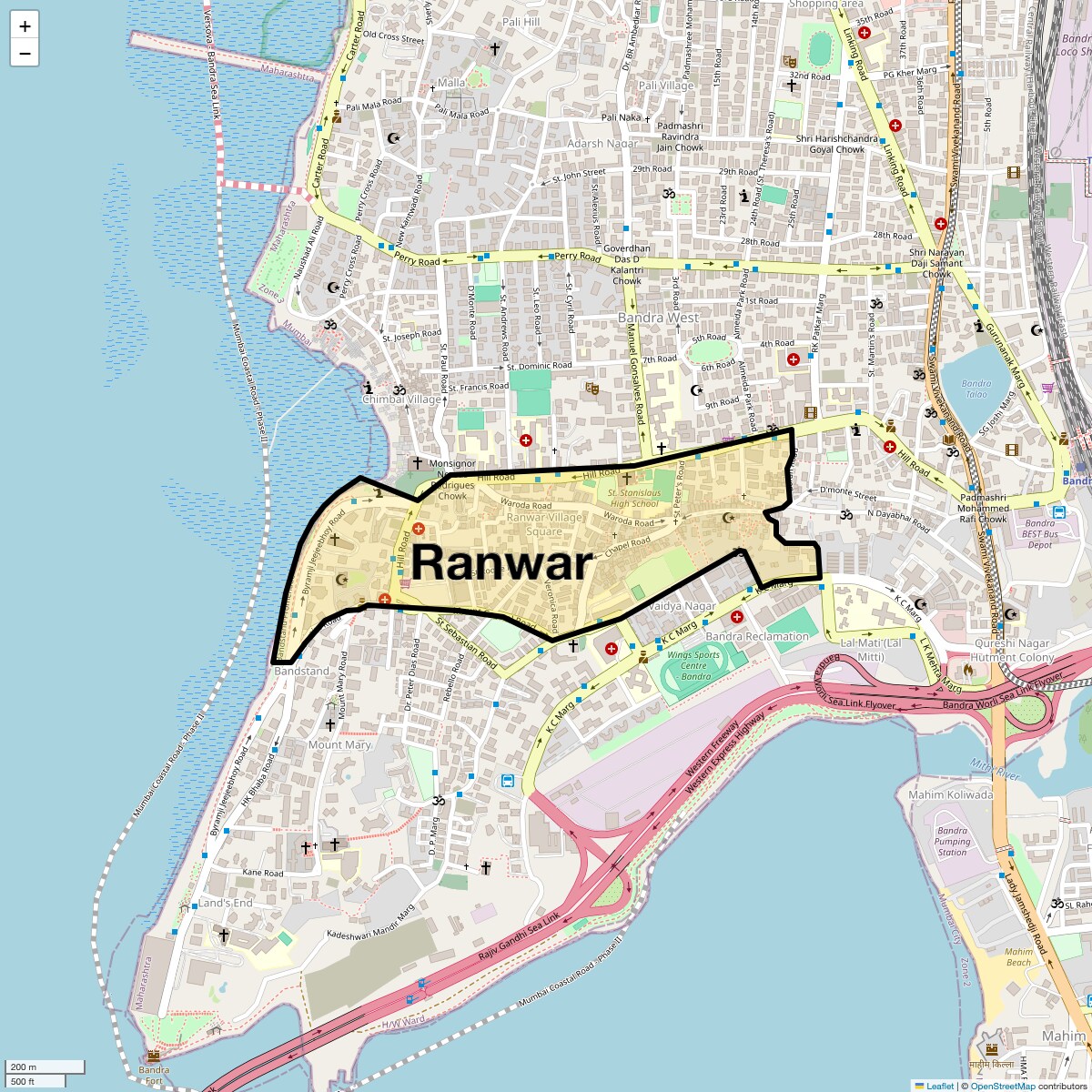 Location Map of Ranwar, Mumbai