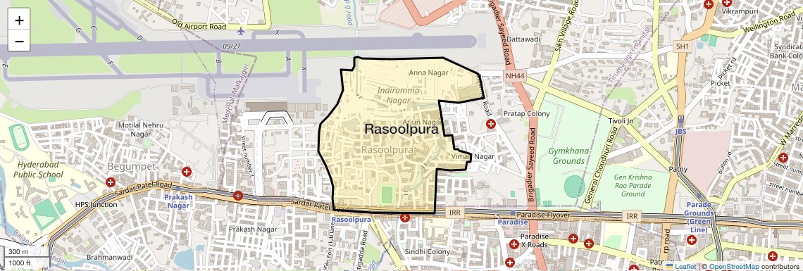 Location Map of Rasoolpura, Hyderabad
