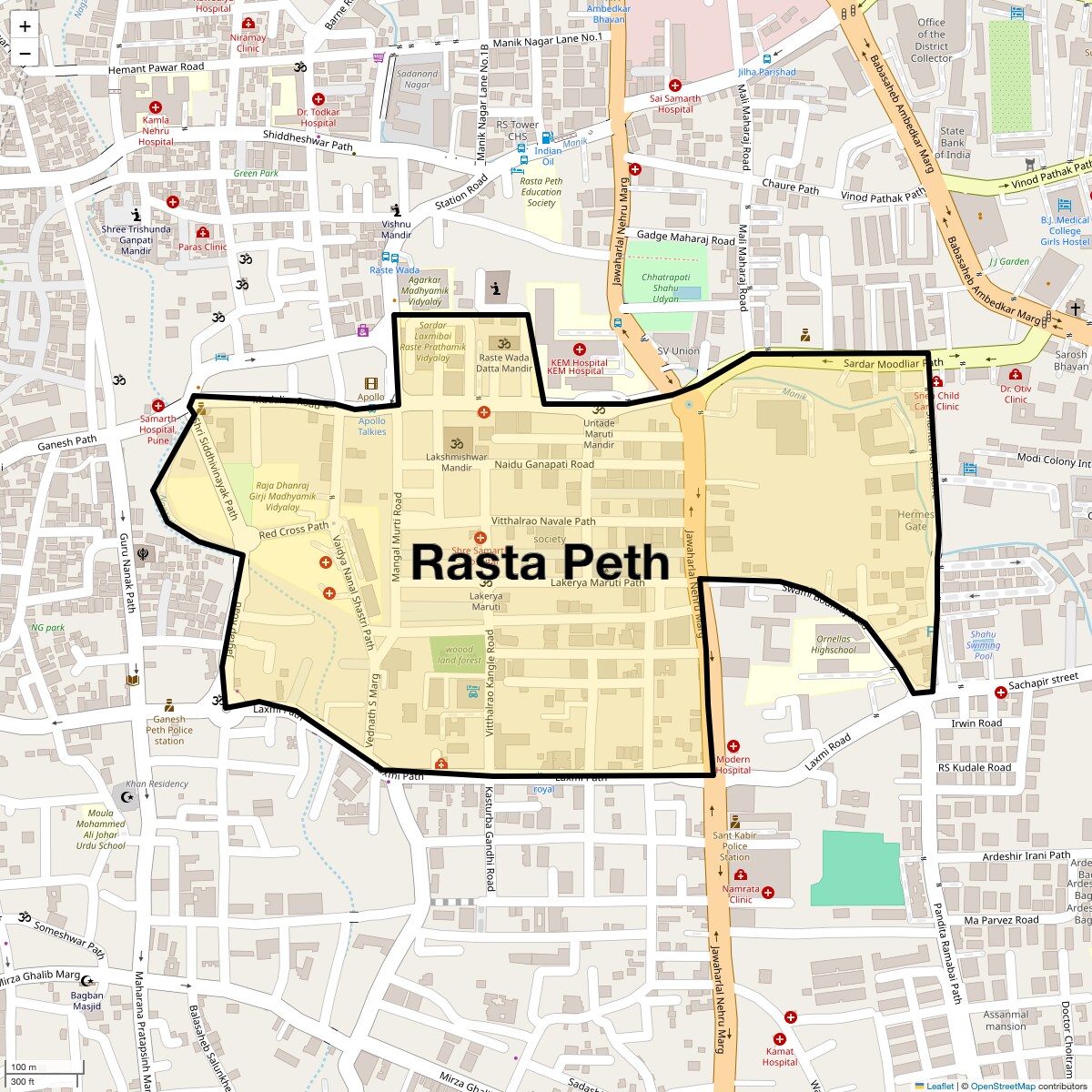 Location Map of Rasta Peth, Pune