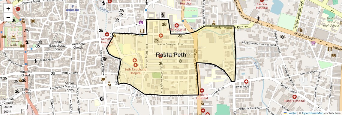 Location Map of Rasta Peth, Pune