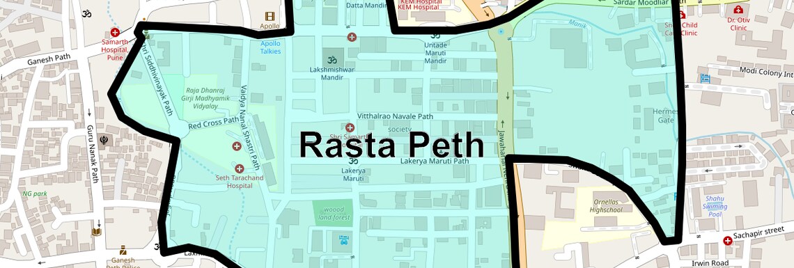 Location Map of Rasta Peth, Pune