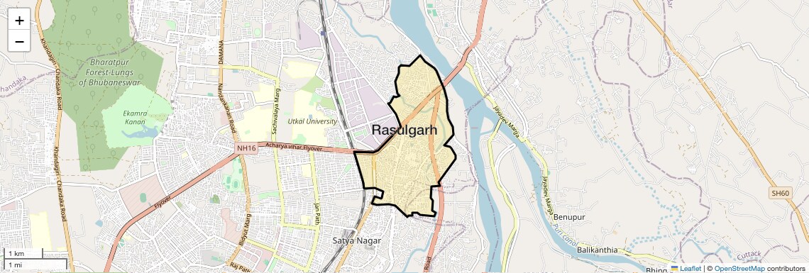 Location Map of Rasulgarh, Bhubaneswar