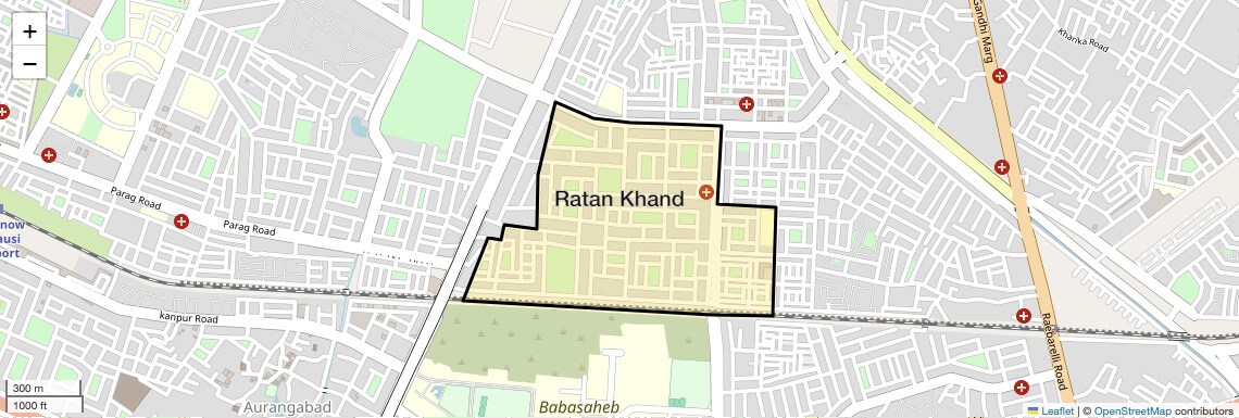 Location Map of Ratan Khand, Lucknow