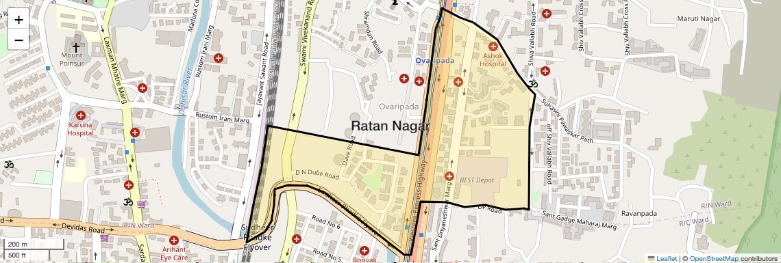 Location Map of Ratan Nagar, Mumbai