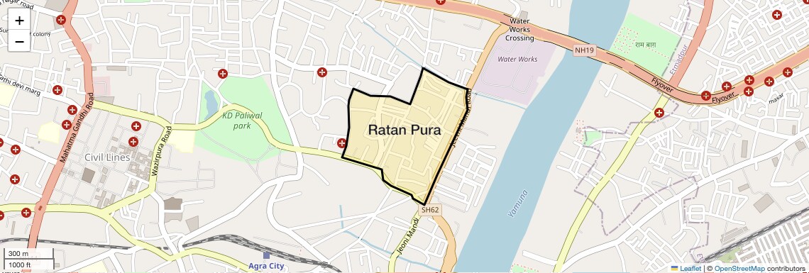 Location Map of Ratan Pura, Agra