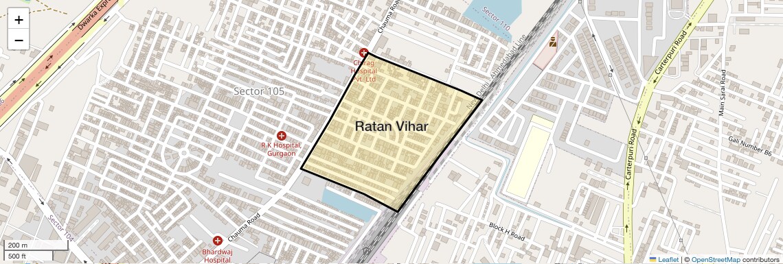 Location Map of Ratan Vihar, Gurgaon