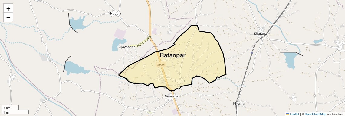 Location Map of Ratanpar, Rajkot