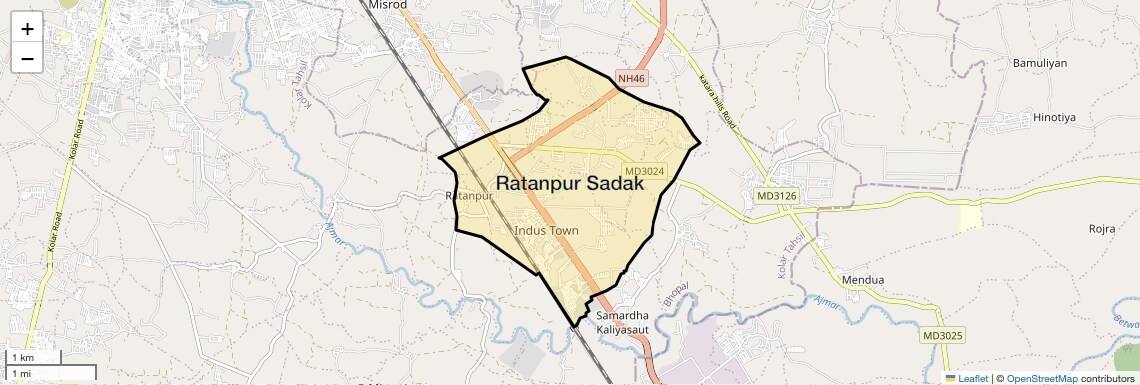 Location Map of Ratanpur Sadak, Bhopal