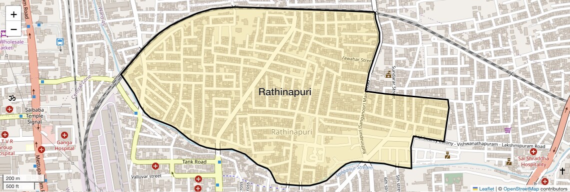 Location Map of Rathinapuri, Coimbatore