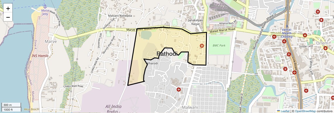 Location Map of Rathodi, Mumbai