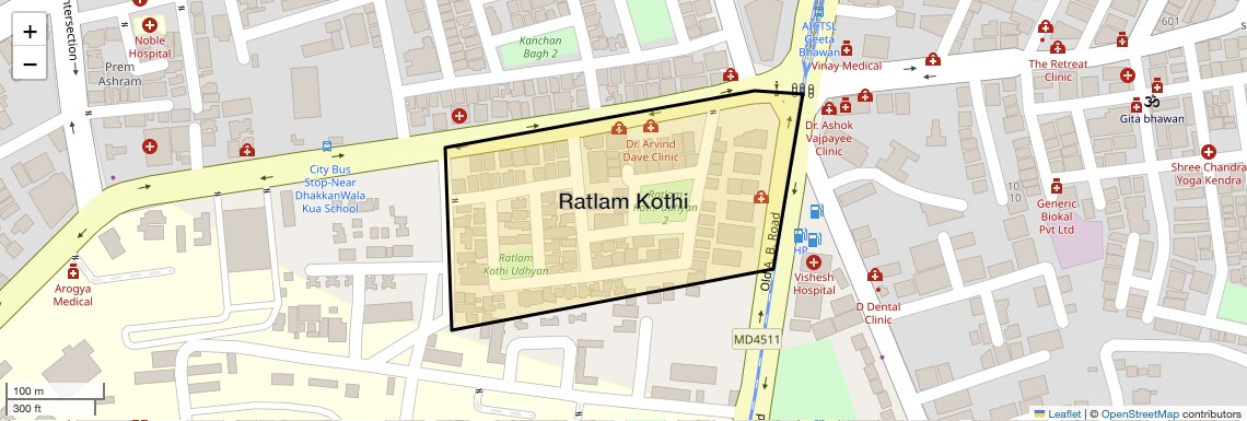 Location Map of Ratlam Kothi, Indore
