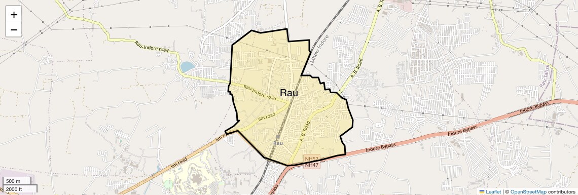 Location Map of Rau, Indore
