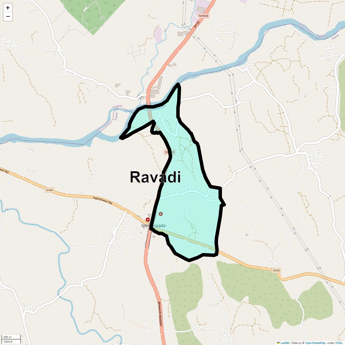 Location Map of Ravadi, Thane