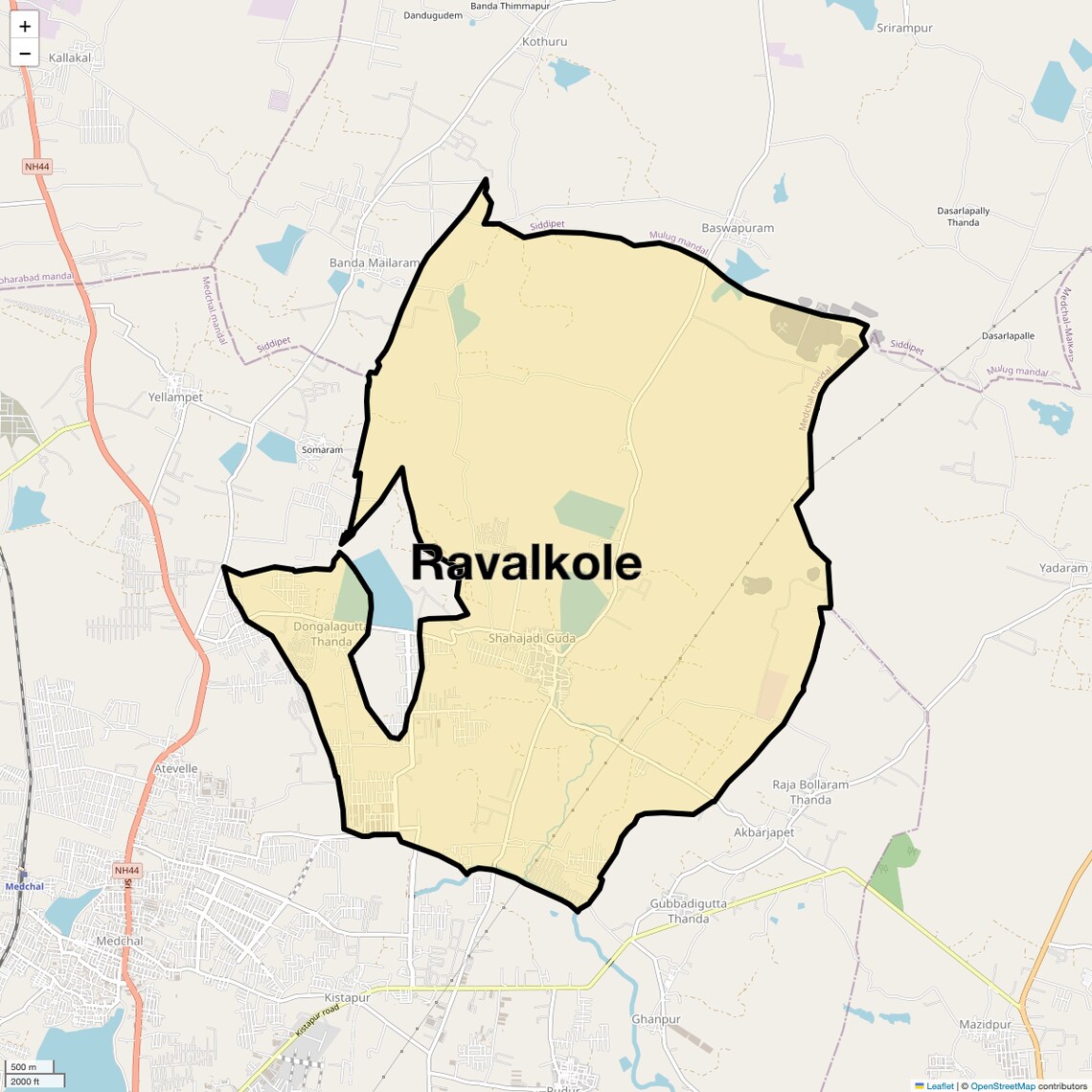 Location Map of Ravalkole, Hyderabad