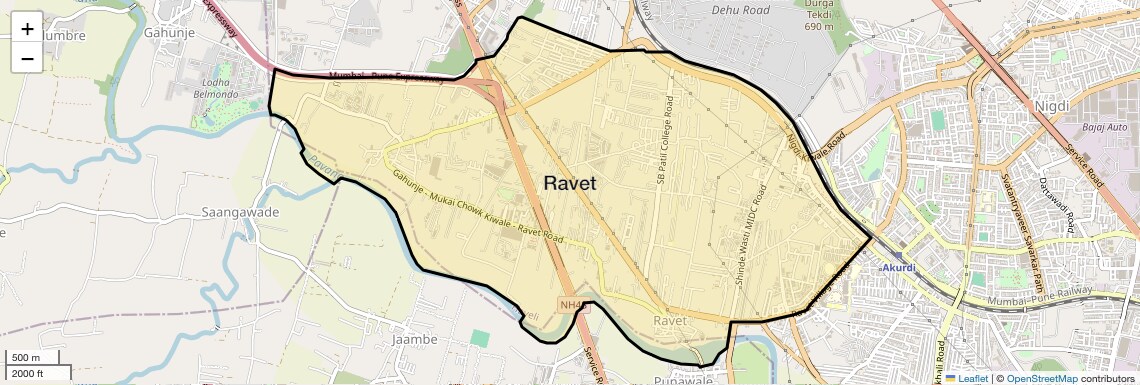 Location Map of Ravet, Pune