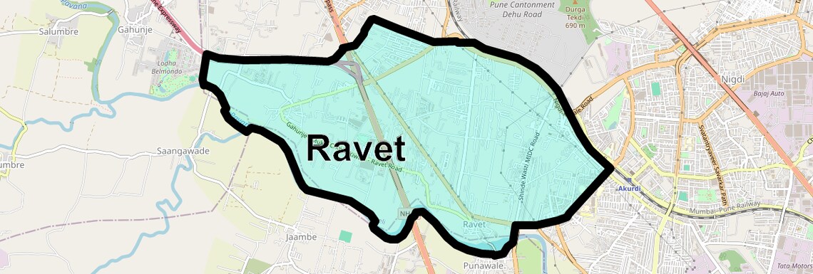 Location Map of Ravet, Pune