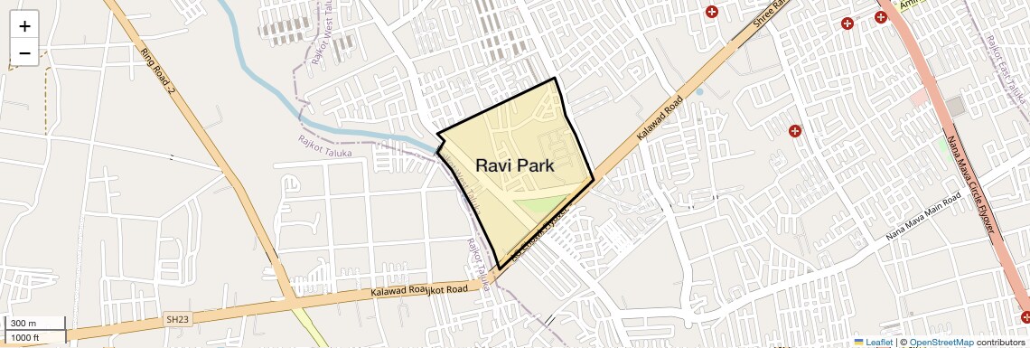 Location Map of Ravi Park, Rajkot
