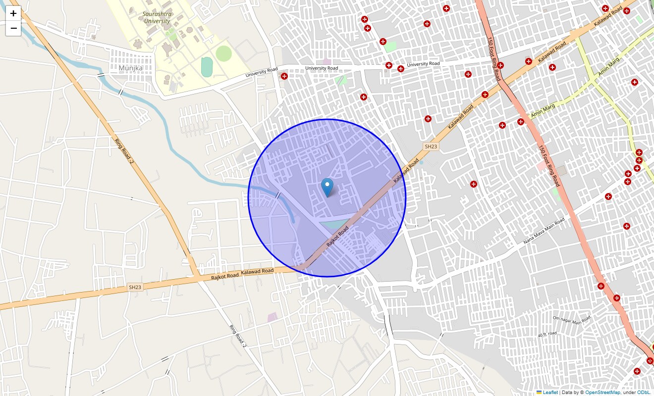 Location Map of Ravi Park, Rajkot