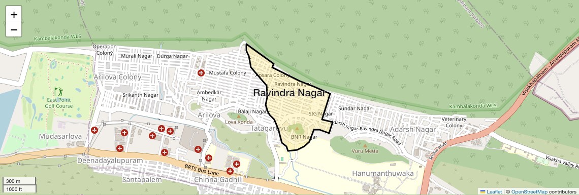 Location Map of Ravindra Nagar, Vizag