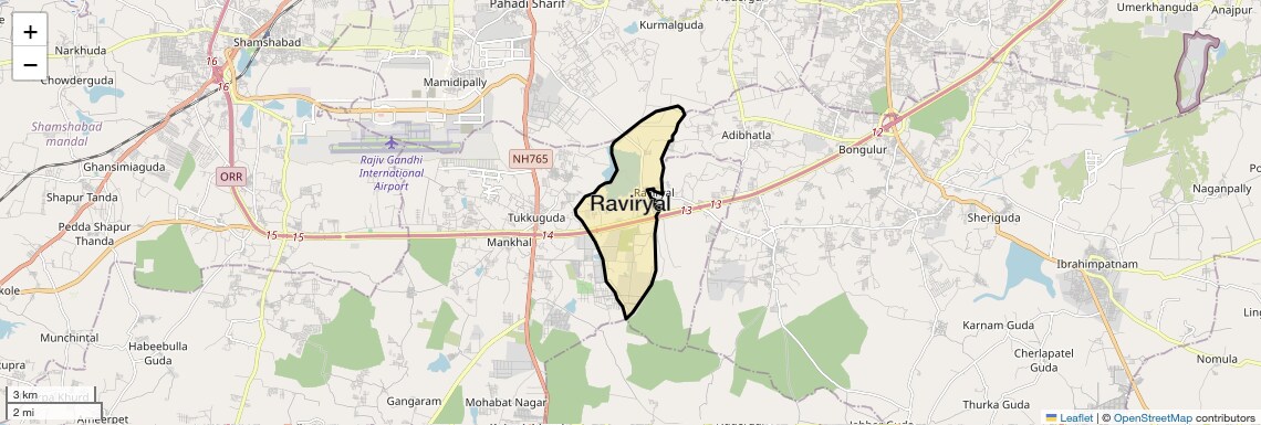 Location Map of Raviryal, Hyderabad